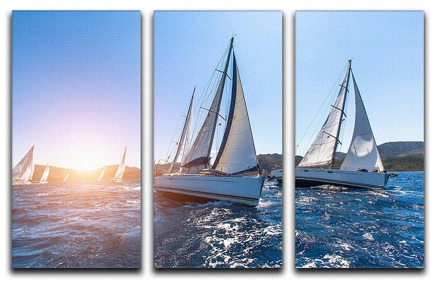 Sailing in the wind through the waves at the Sea 3 Split Panel Canvas Print - Canvas Art Rocks - 1