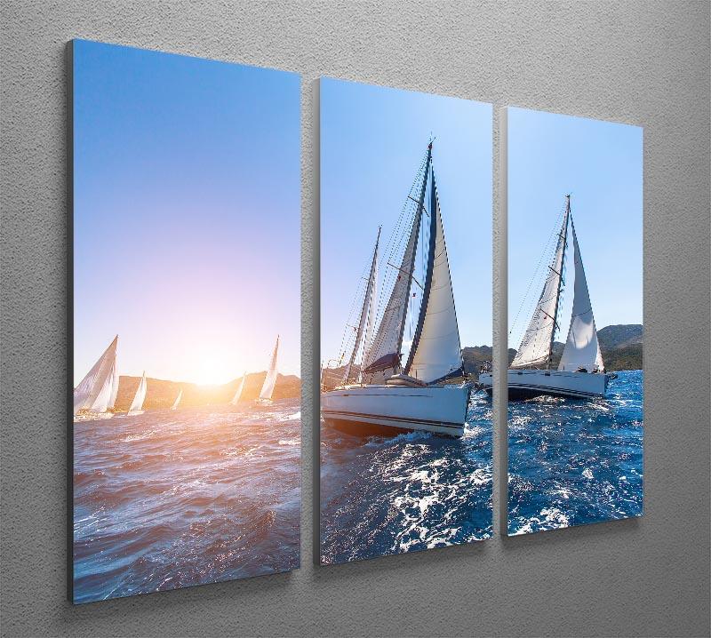 Sailing in the wind through the waves at the Sea 3 Split Panel Canvas Print - Canvas Art Rocks - 2