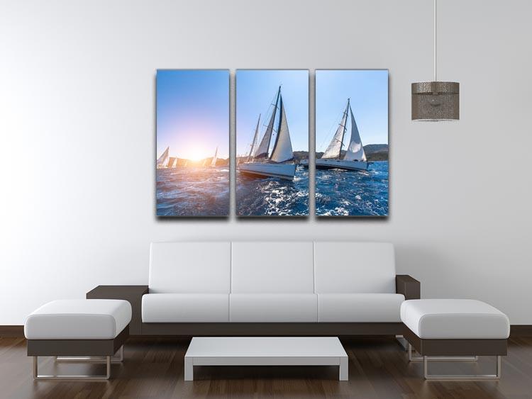 Sailing in the wind through the waves at the Sea 3 Split Panel Canvas Print - Canvas Art Rocks - 3