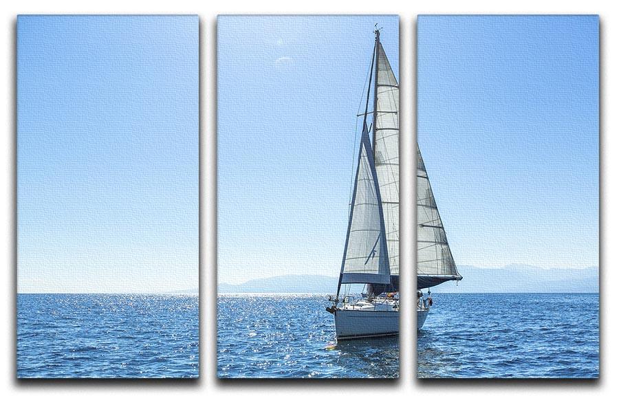 Sailing ship yachts with white sails 3 Split Panel Canvas Print - Canvas Art Rocks - 1