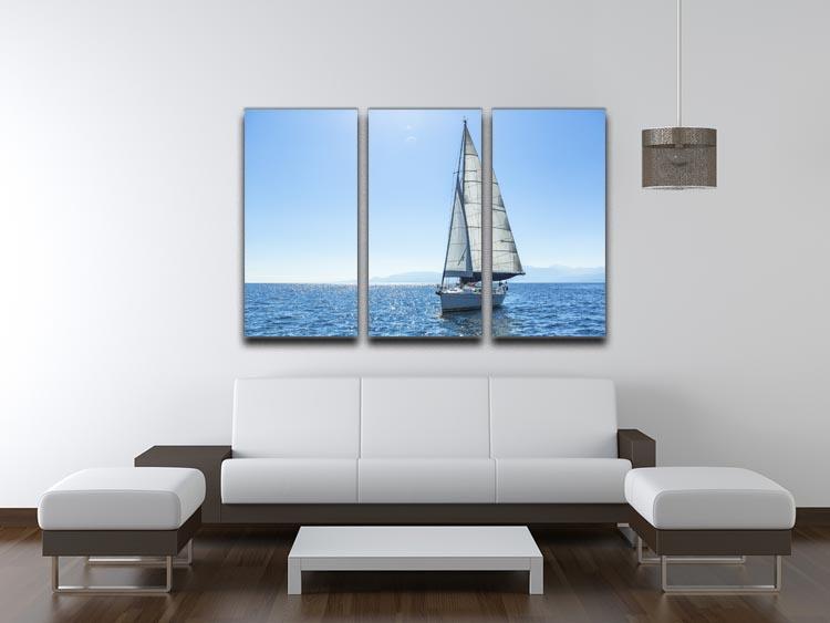Sailing ship yachts with white sails 3 Split Panel Canvas Print - Canvas Art Rocks - 3