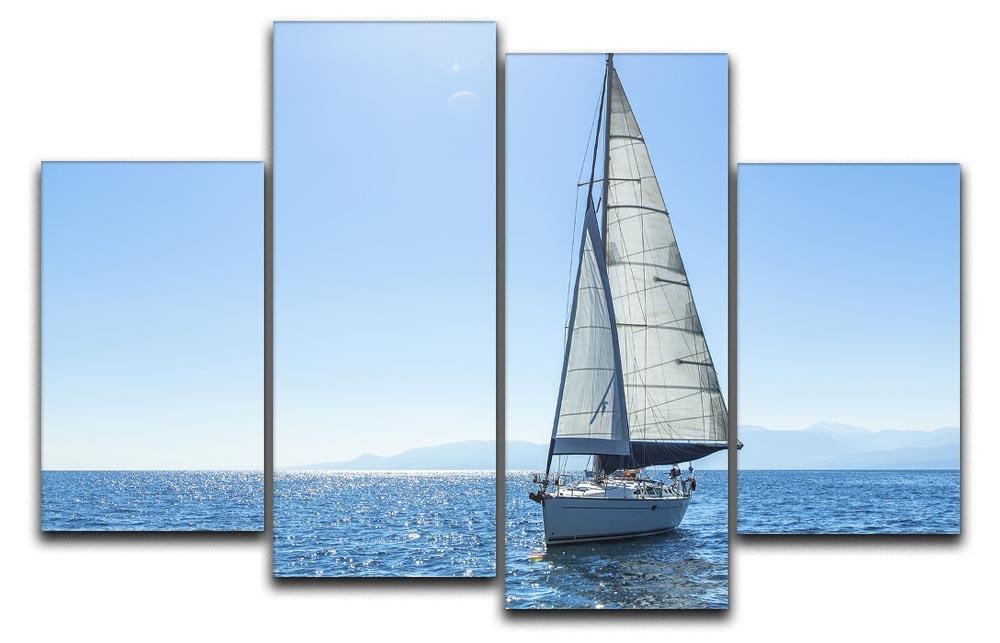 Sailing ship yachts with white sails 4 Split Panel Canvas  - Canvas Art Rocks - 1