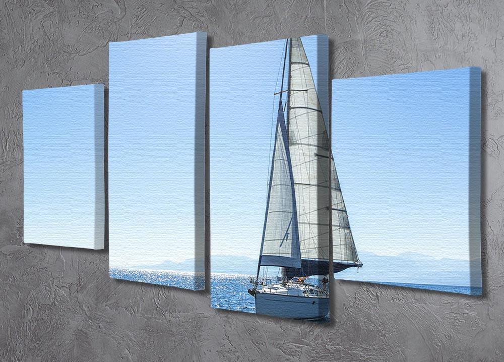 Sailing ship yachts with white sails 4 Split Panel Canvas  - Canvas Art Rocks - 2
