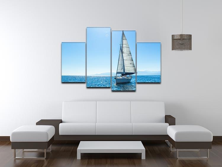 Sailing ship yachts with white sails 4 Split Panel Canvas  - Canvas Art Rocks - 3