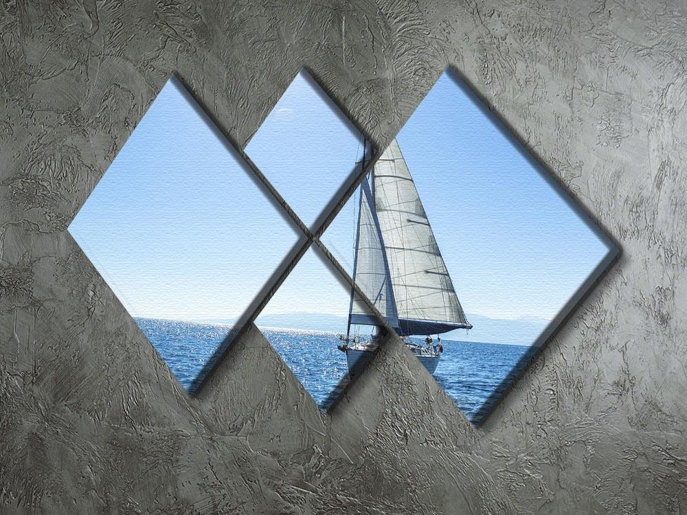 Sailing ship yachts with white sails 4 Square Multi Panel Canvas  - Canvas Art Rocks - 2