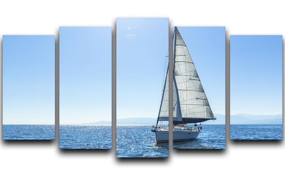 Sailing ship yachts with white sails 5 Split Panel Canvas  - Canvas Art Rocks - 1