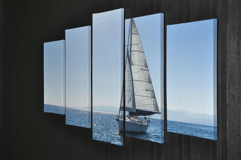 Sailing ship yachts with white sails 5 Split Panel Canvas  - Canvas Art Rocks - 2