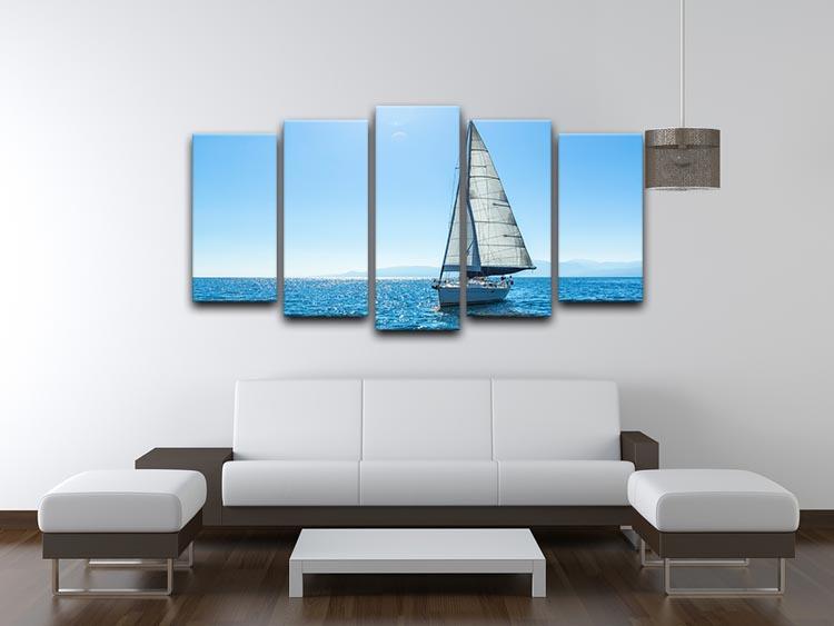 Sailing ship yachts with white sails 5 Split Panel Canvas  - Canvas Art Rocks - 3