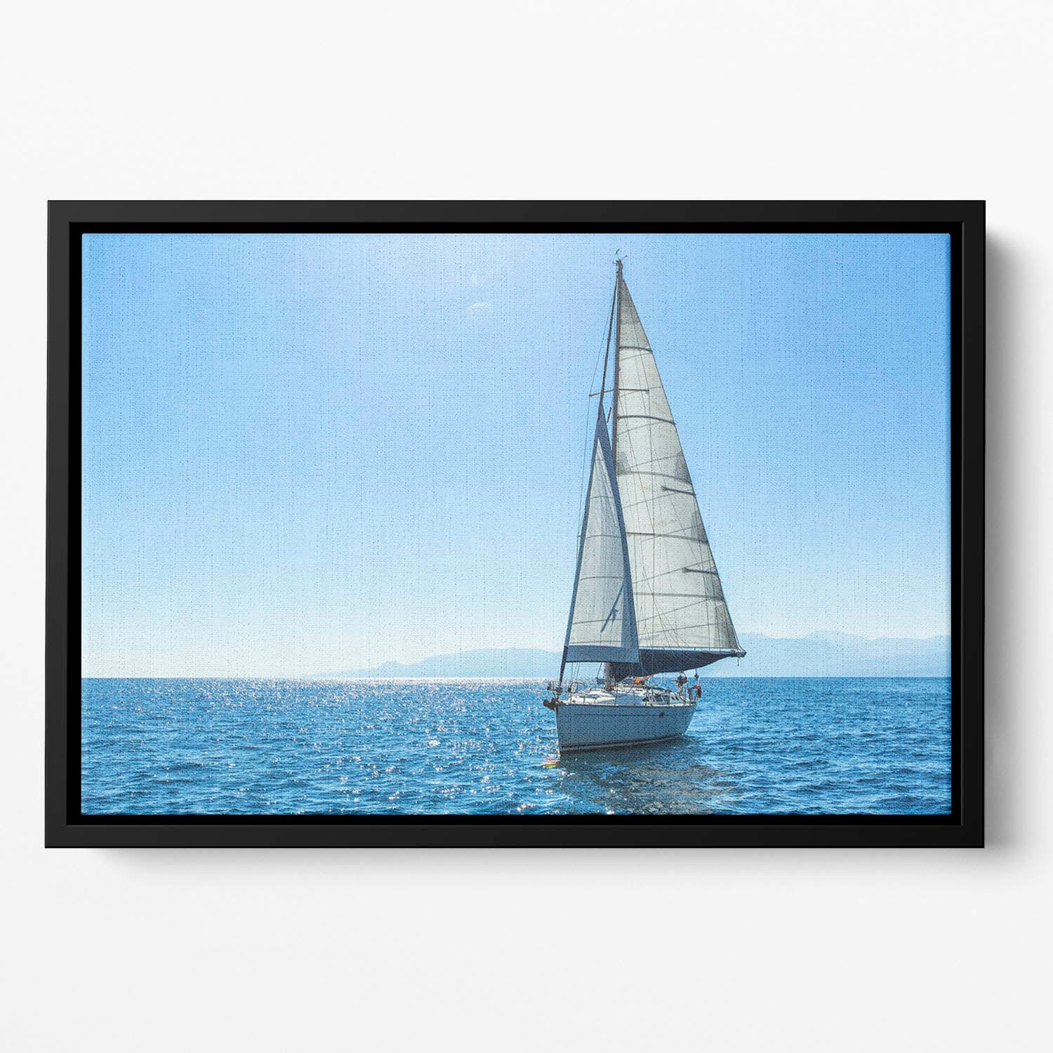 Sailing ship yachts with white sails Floating Framed Canvas