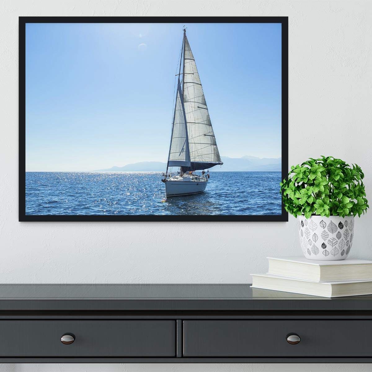 Sailing ship yachts with white sails Framed Print - Canvas Art Rocks - 2