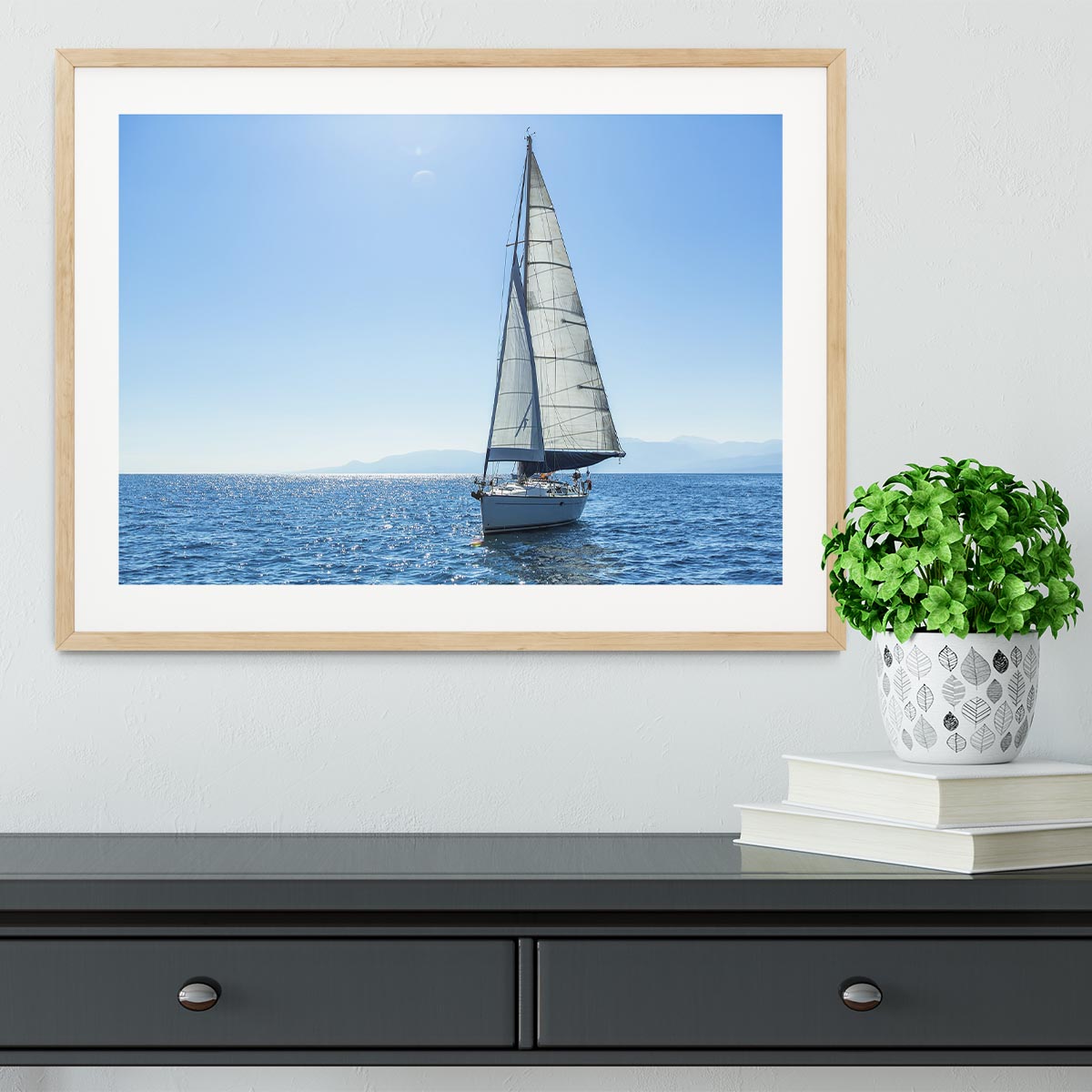 Sailing ship yachts with white sails Framed Print - Canvas Art Rocks - 3