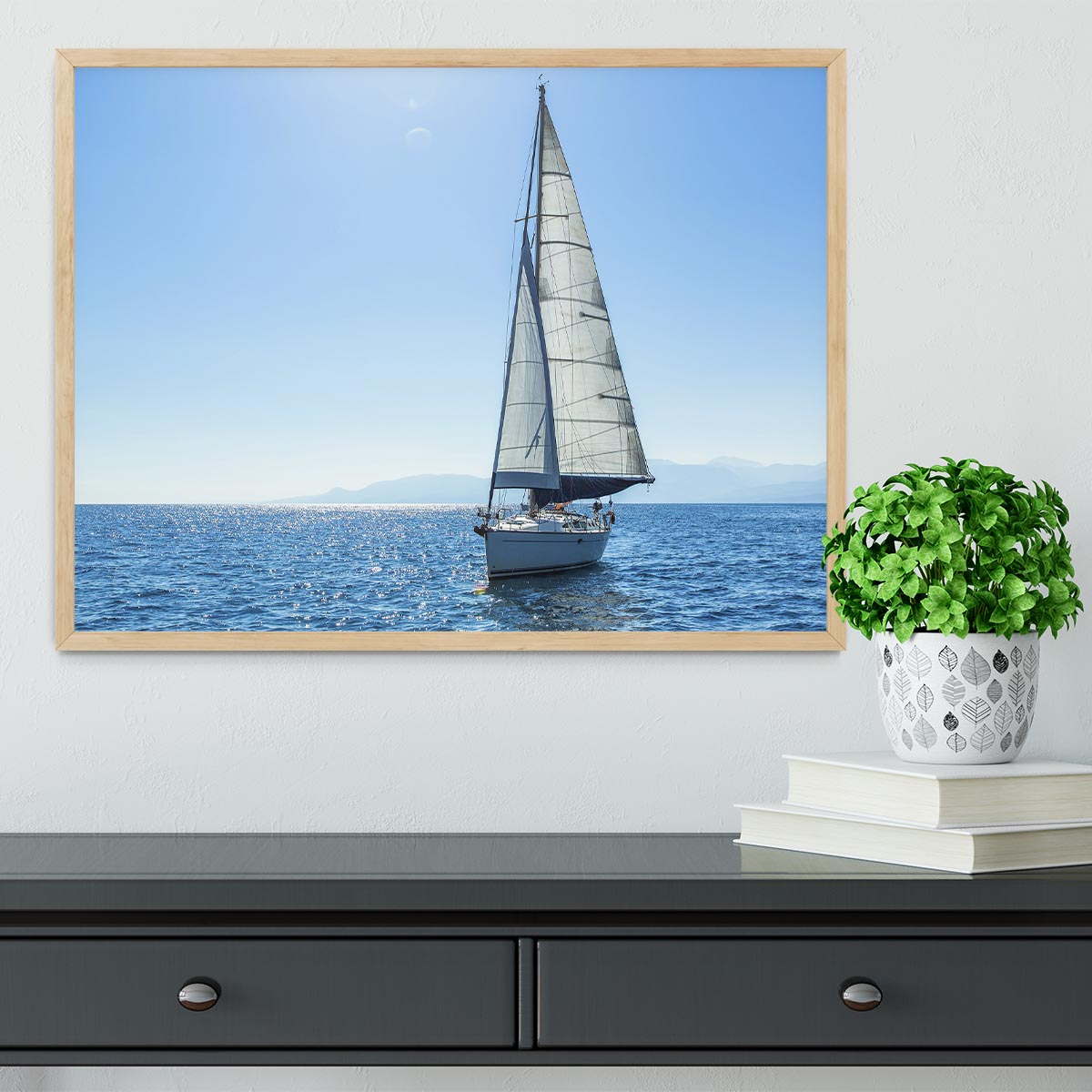 Sailing ship yachts with white sails Framed Print - Canvas Art Rocks - 4
