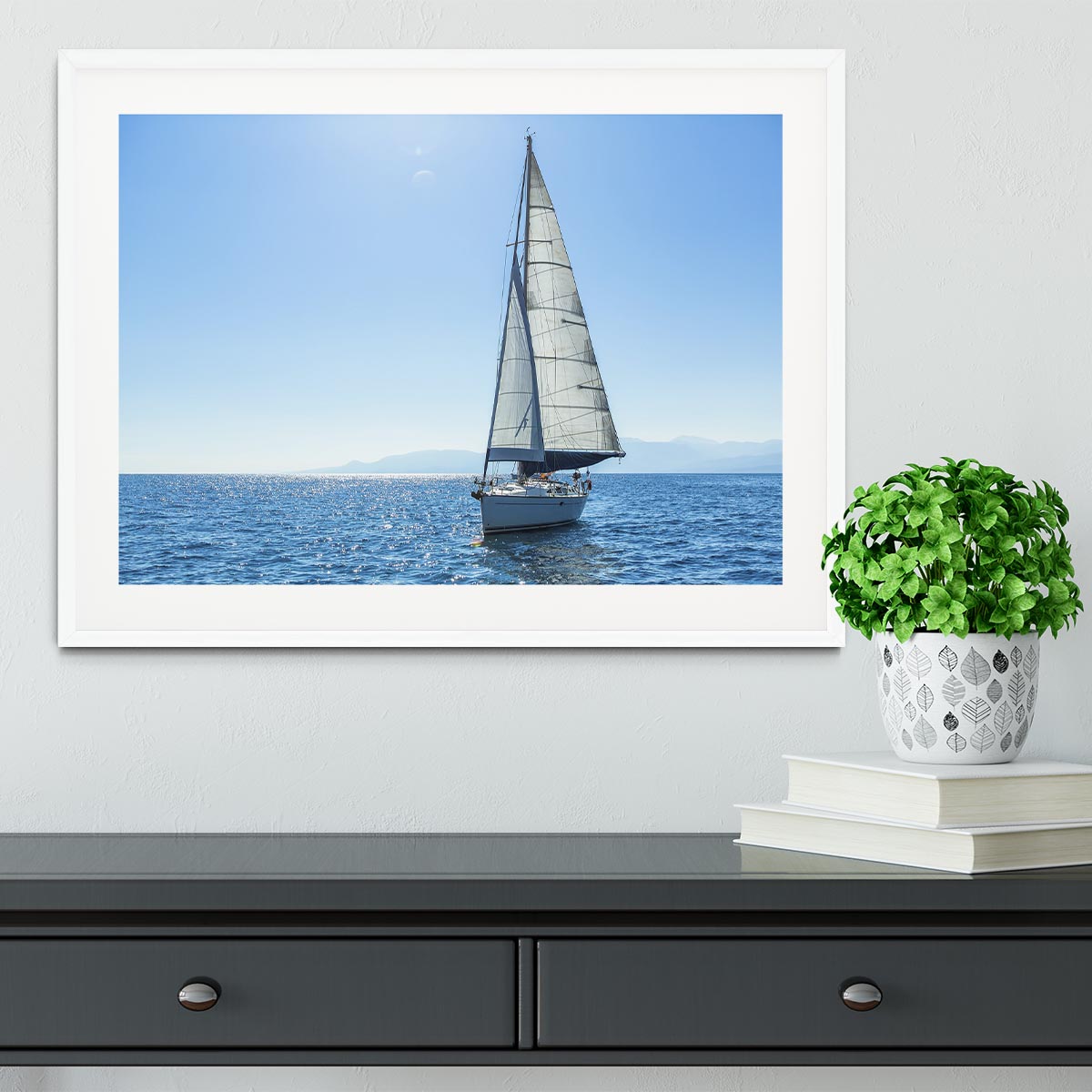 Sailing ship yachts with white sails Framed Print - Canvas Art Rocks - 5
