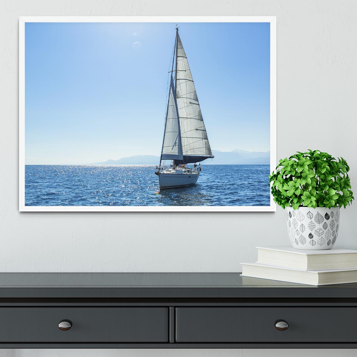 Sailing ship yachts with white sails Framed Print - Canvas Art Rocks -6