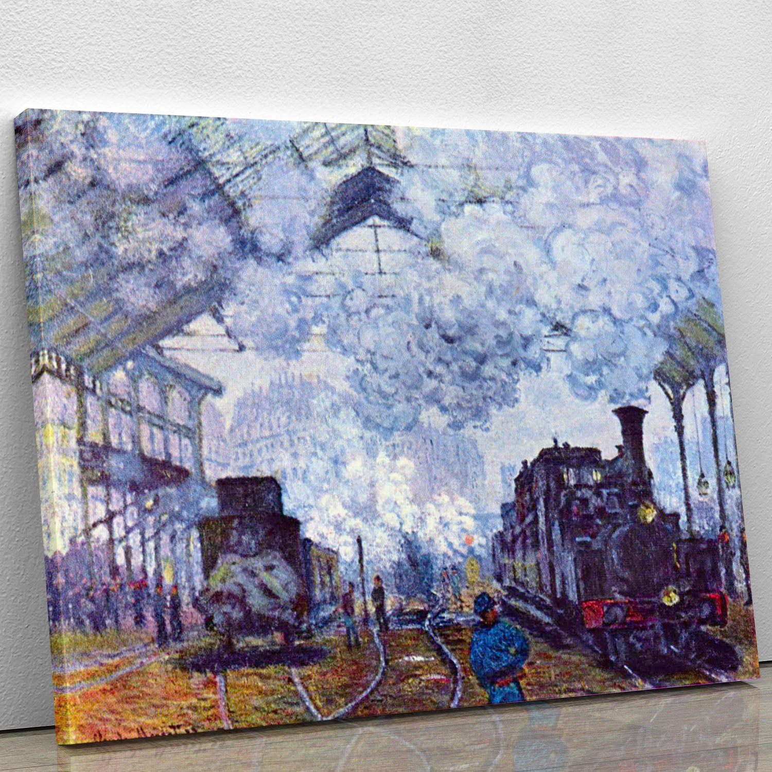 Saint Lazare station in Paris arrival of a train by Monet Canvas Print or Poster - Canvas Art Rocks - 1