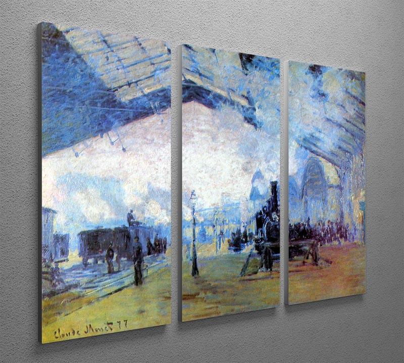 Saint Lazare station in Paris by Monet Split Panel Canvas Print - Canvas Art Rocks - 4