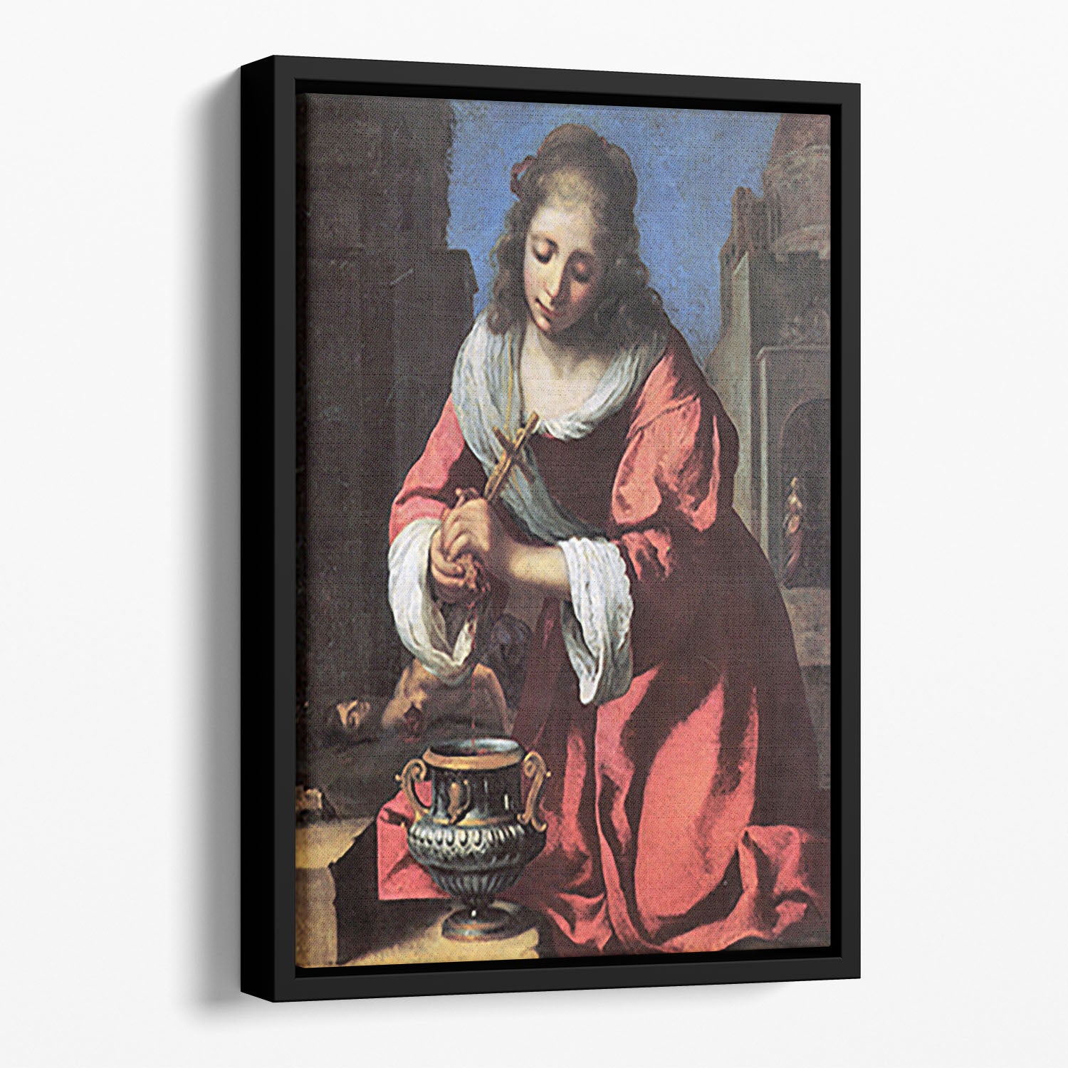 Saint Praxedis by Vermeer Floating Framed Canvas