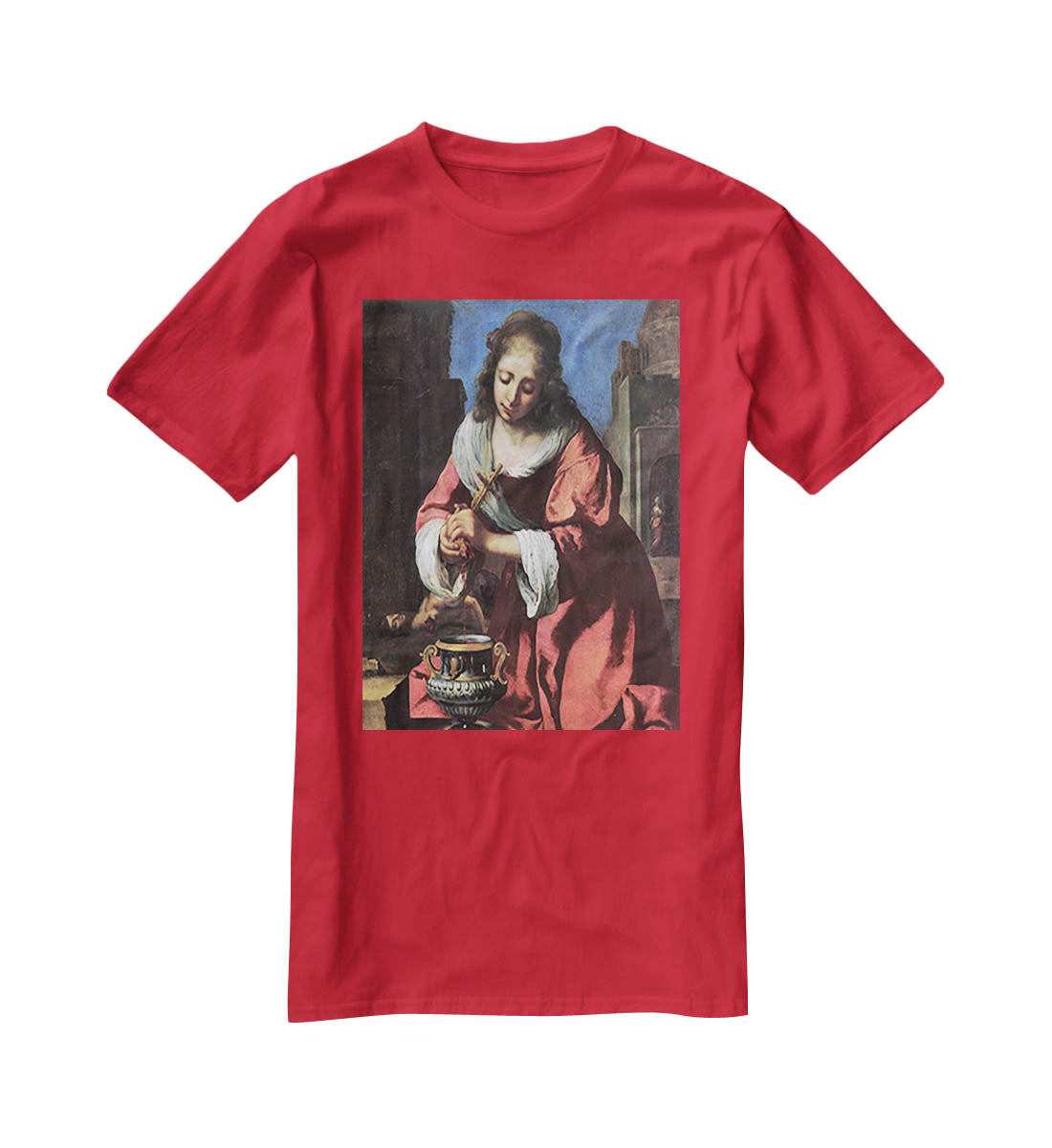 Saint Praxedis by Vermeer T-Shirt - Canvas Art Rocks - 4