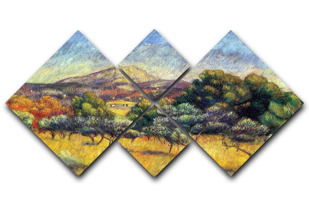 Sainte Vicoria Mountain by Renoir 4 Square Multi Panel Canvas  - Canvas Art Rocks - 1