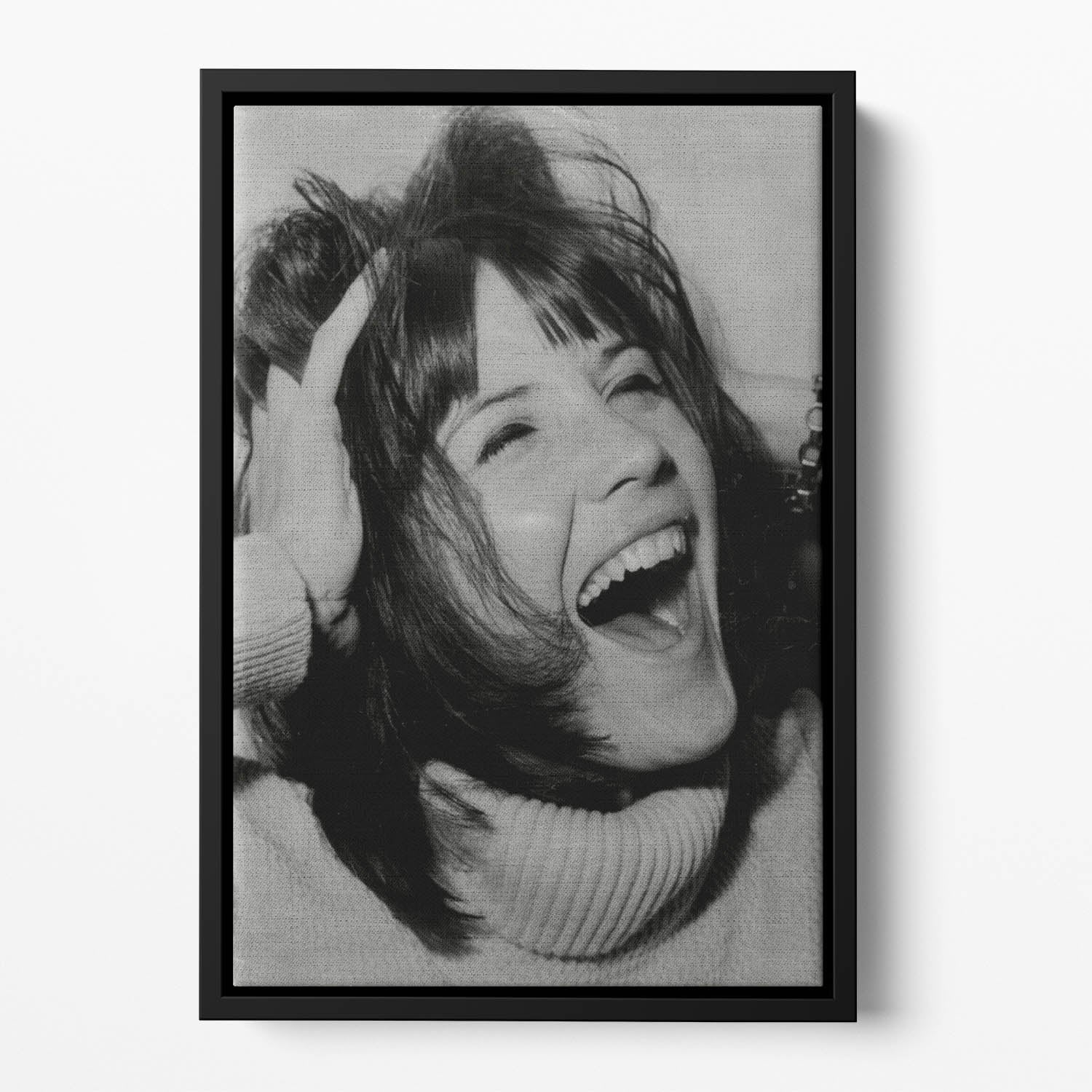 Sandie Shaw laughing Floating Framed Canvas