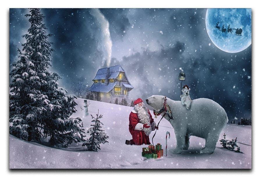 Santa And The Polar Bear Canvas Print or Poster  - Canvas Art Rocks - 1