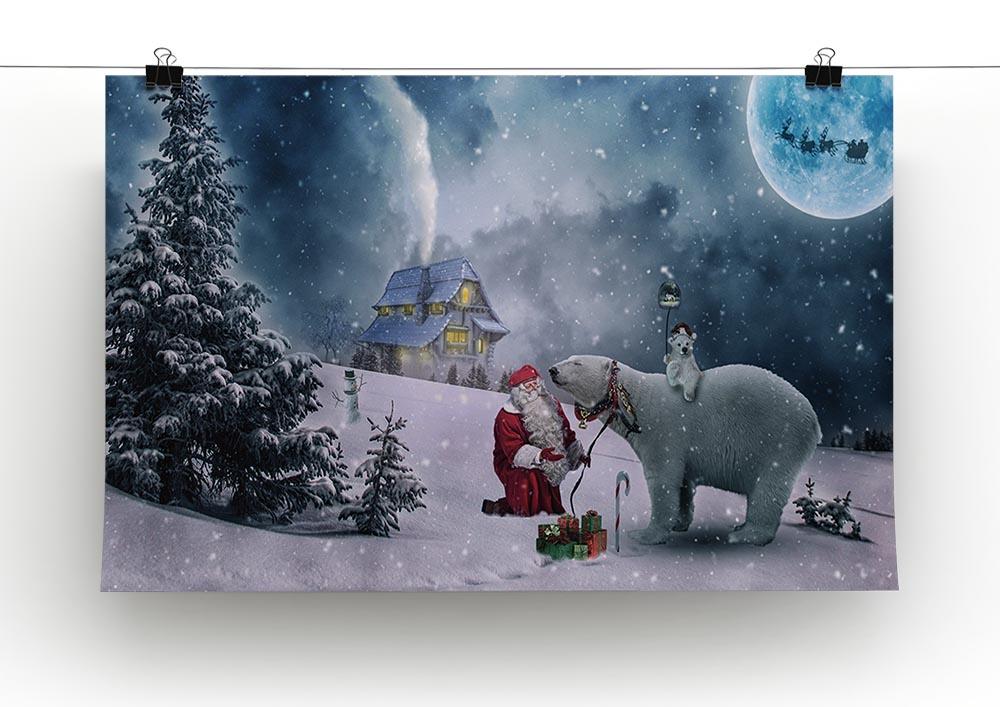 Santa And The Polar Bear Canvas Print or Poster - Canvas Art Rocks - 2