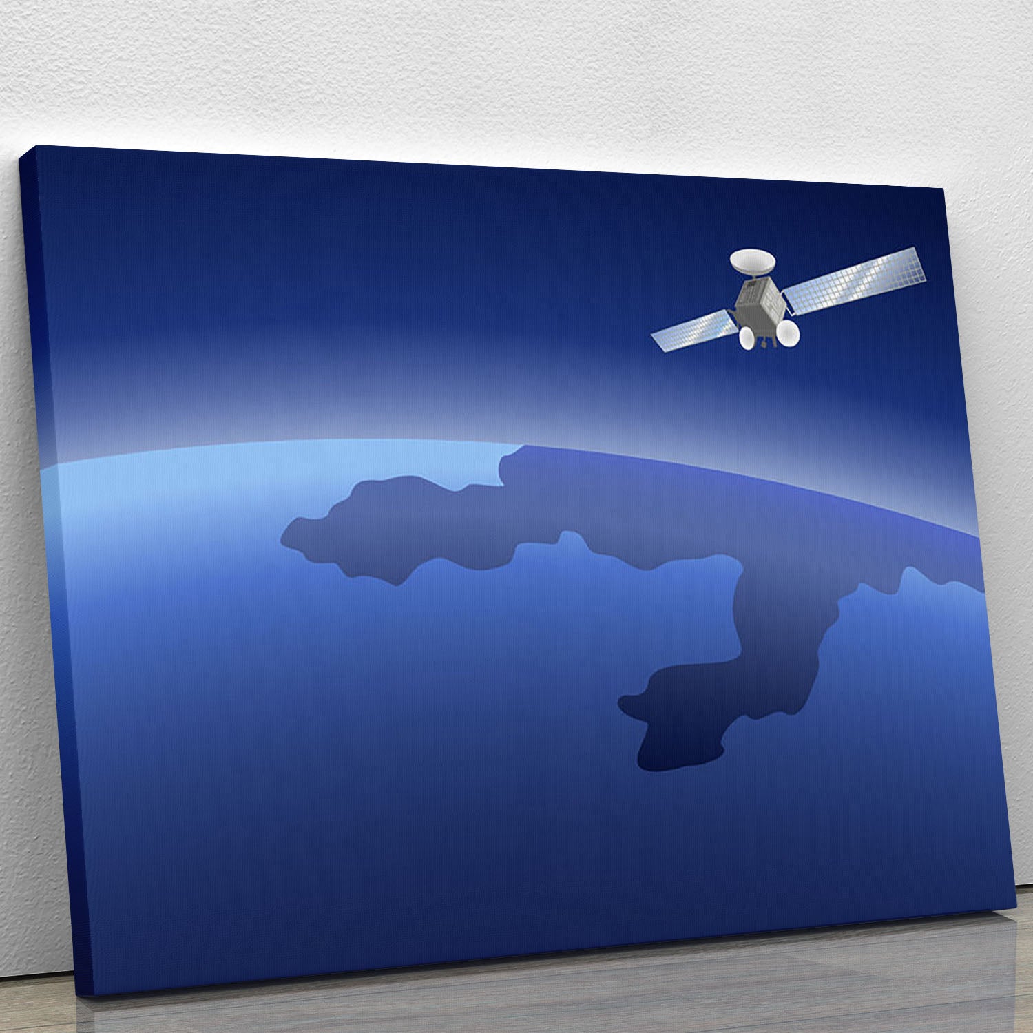 Satellite orbiting around the planet through the space Canvas Print or Poster - Canvas Art Rocks - 1