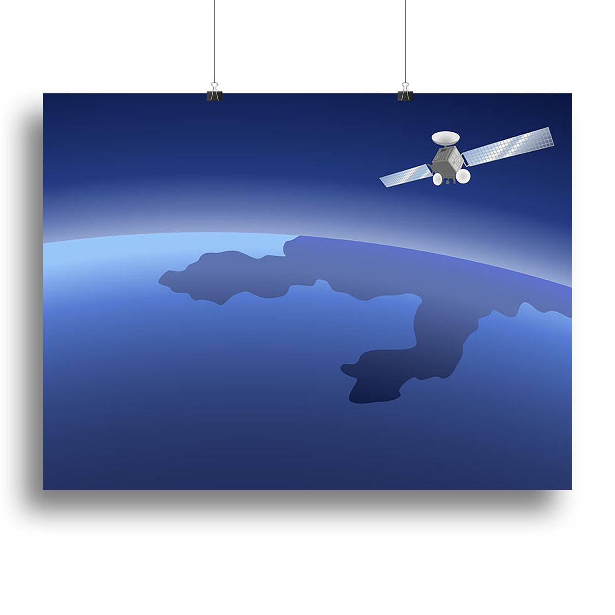 Satellite orbiting around the planet through the space Canvas Print or Poster - Canvas Art Rocks - 2