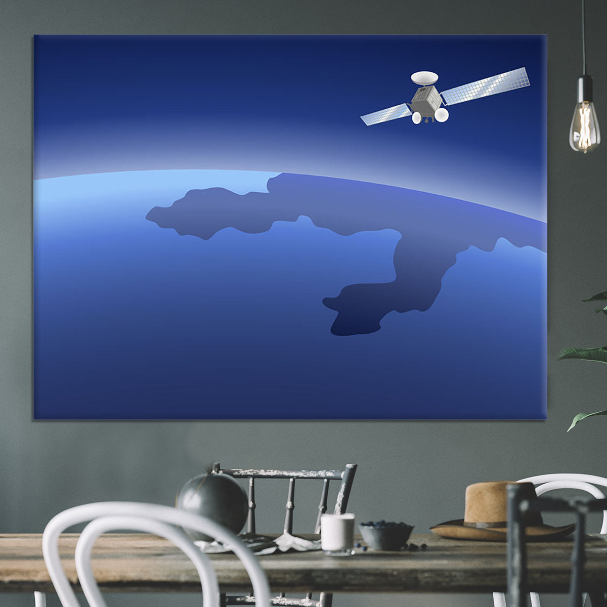 Satellite orbiting around the planet through the space Canvas Print or Poster - Canvas Art Rocks - 3