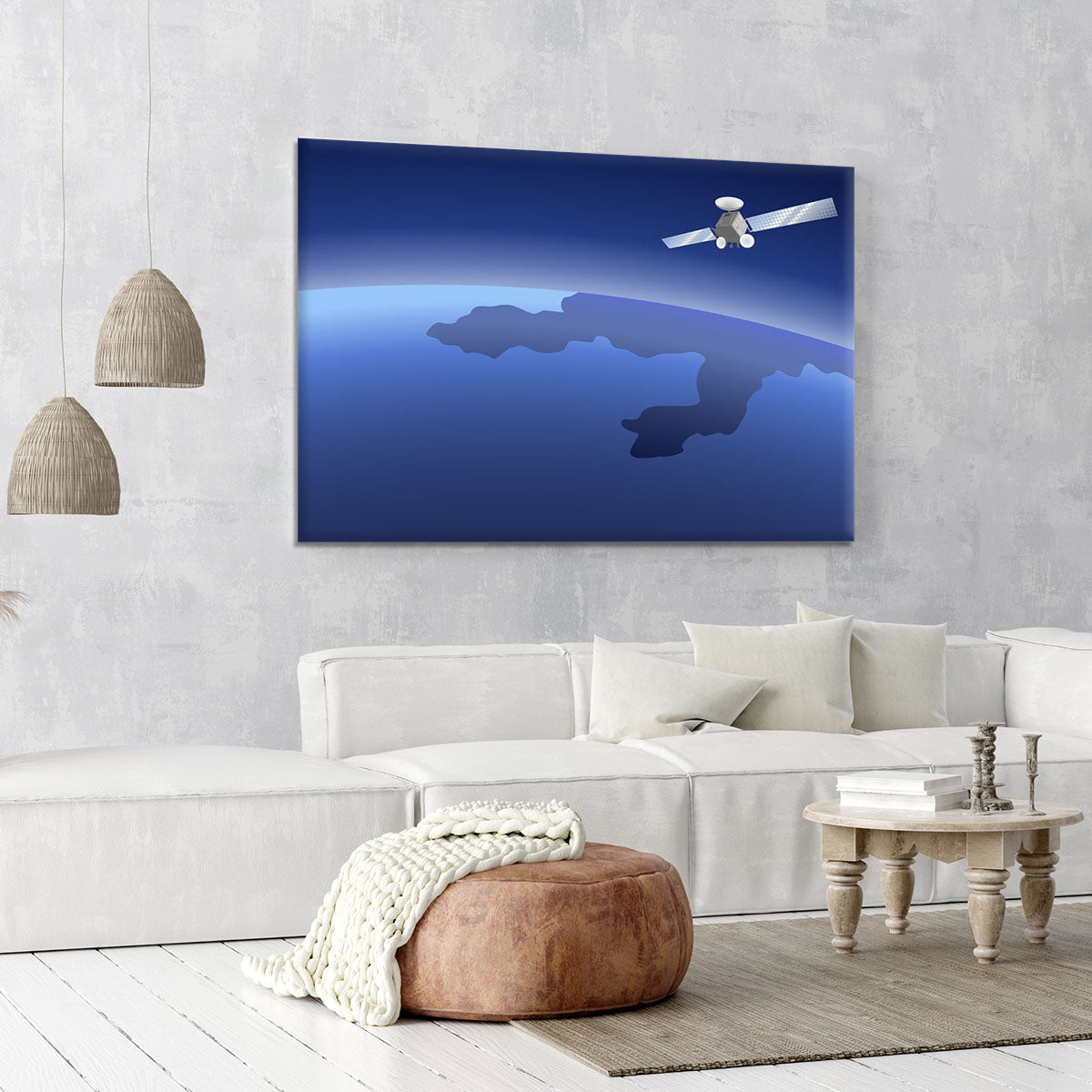 Satellite orbiting around the planet through the space Canvas Print or Poster - Canvas Art Rocks - 6