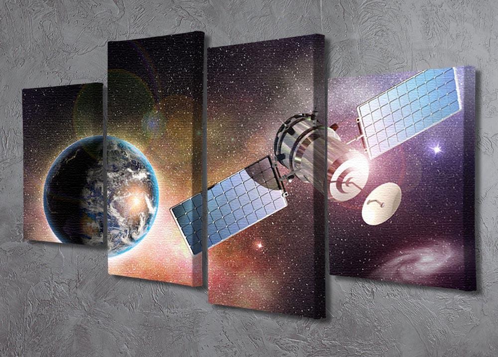 Satellite orbiting the earth in the outer space 4 Split Panel Canvas - Canvas Art Rocks - 2