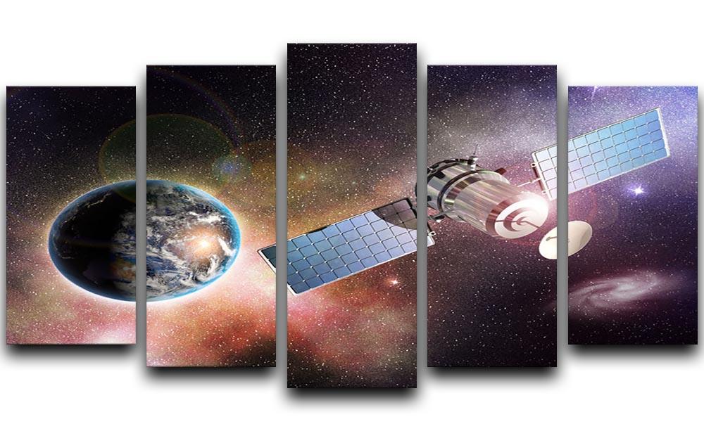 Satellite orbiting the earth in the outer space 5 Split Panel Canvas  - Canvas Art Rocks - 1