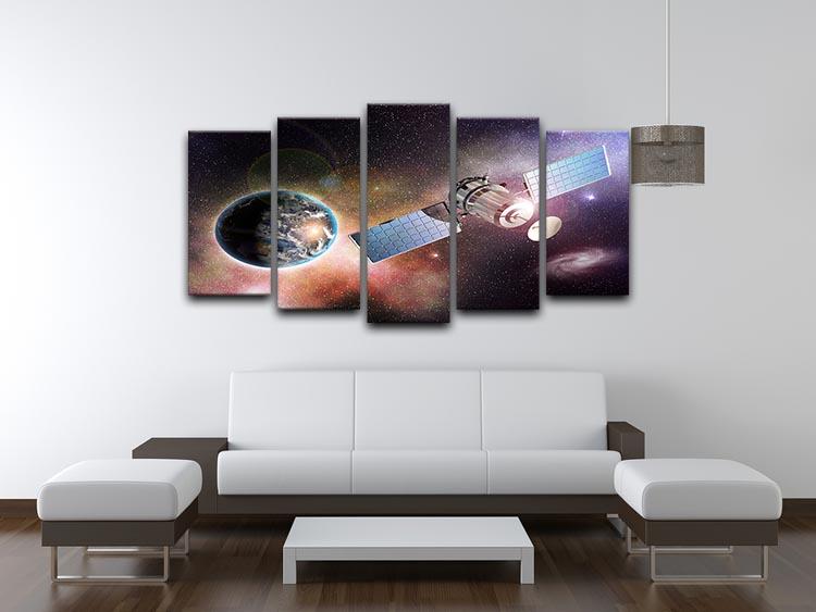 Satellite orbiting the earth in the outer space 5 Split Panel Canvas - Canvas Art Rocks - 3