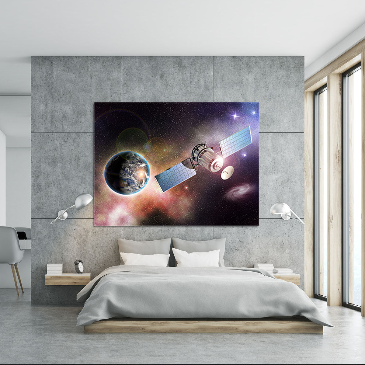 Satellite orbiting the earth in the outer space Canvas Print or Poster - Canvas Art Rocks - 5
