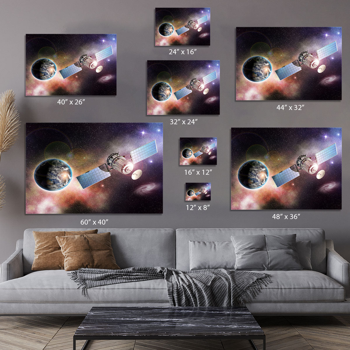 Satellite orbiting the earth in the outer space Canvas Print or Poster - Canvas Art Rocks - 7