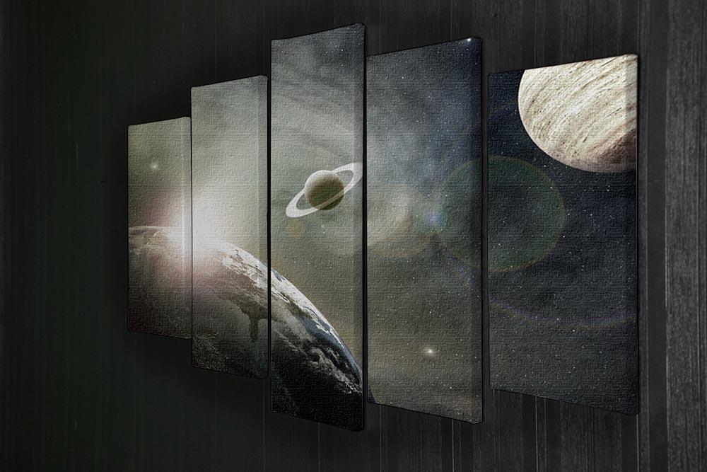Saturn and Jupiter in a Cosmic Cloud 5 Split Panel Canvas - Canvas Art Rocks - 2