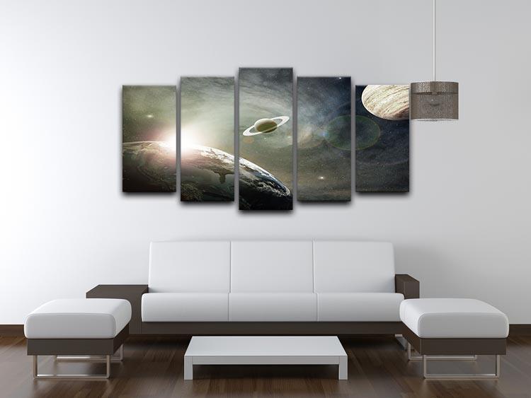Saturn and Jupiter in a Cosmic Cloud 5 Split Panel Canvas - Canvas Art Rocks - 3