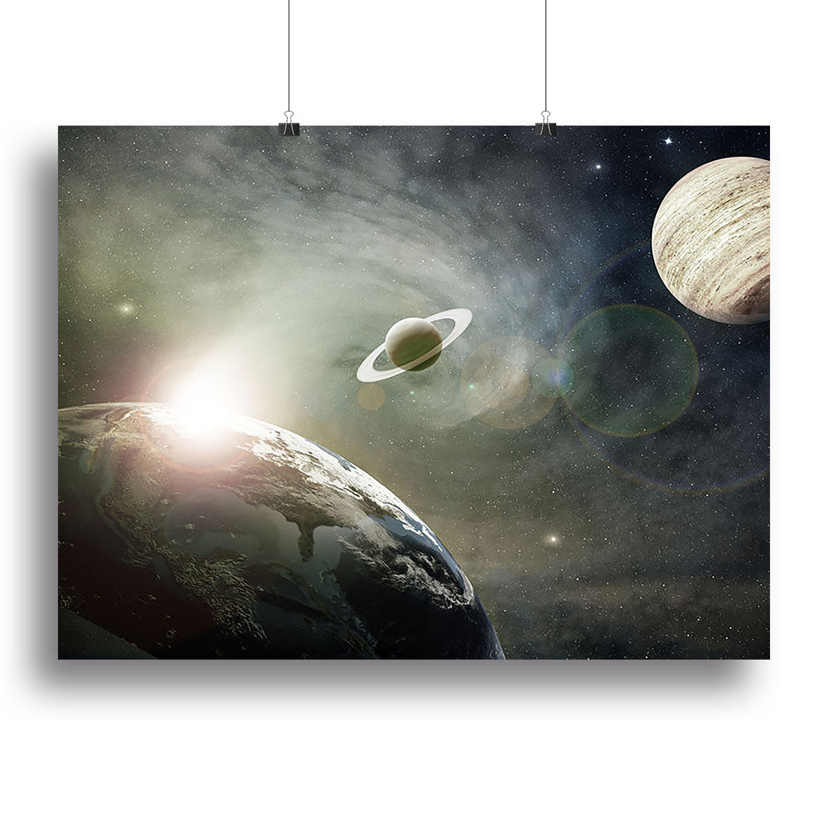 Saturn and Jupiter in a Cosmic Cloud Canvas Print or Poster - Canvas Art Rocks - 2