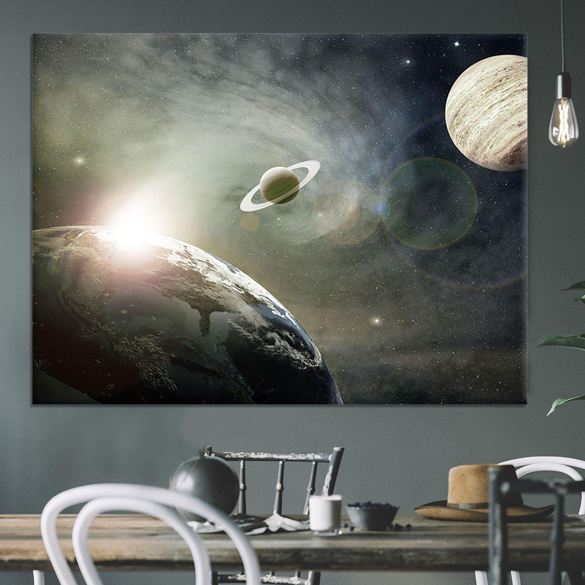 Saturn and Jupiter in a Cosmic Cloud Canvas Print or Poster - Canvas Art Rocks - 3
