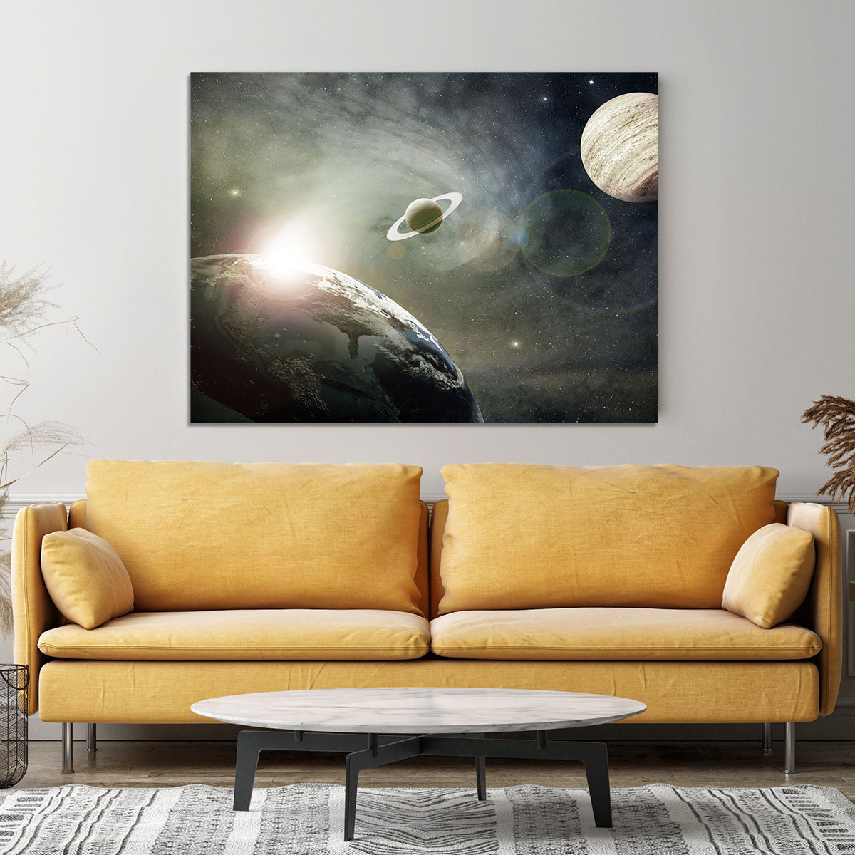 Saturn and Jupiter in a Cosmic Cloud Canvas Print or Poster - Canvas Art Rocks - 4