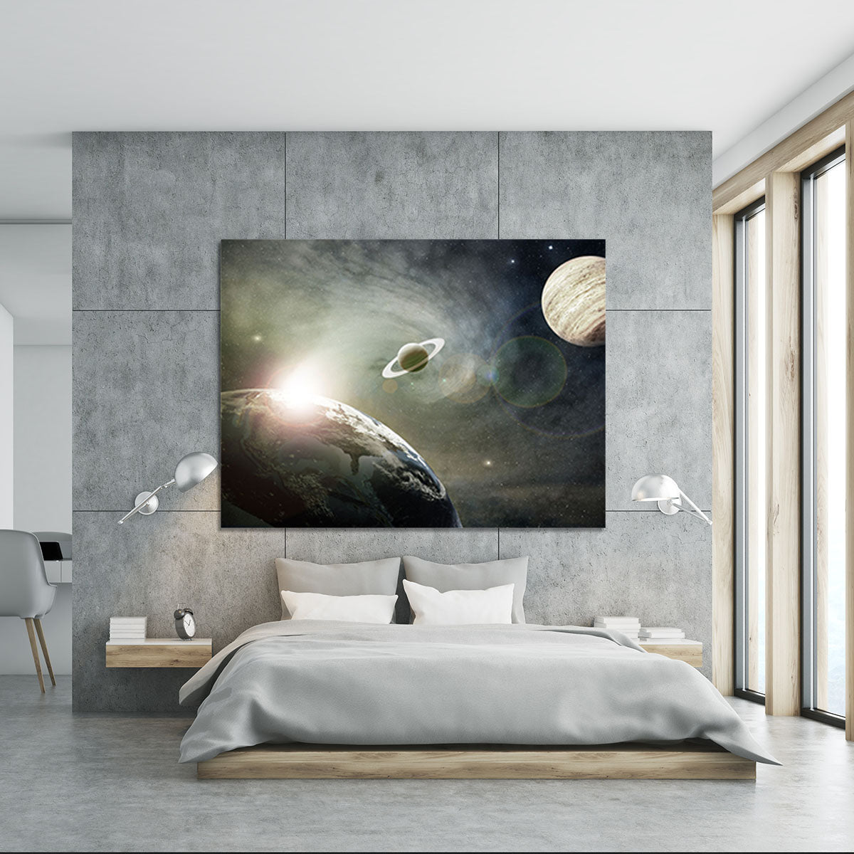 Saturn and Jupiter in a Cosmic Cloud Canvas Print or Poster - Canvas Art Rocks - 5