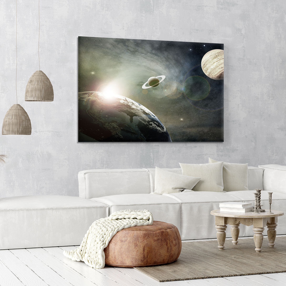 Saturn and Jupiter in a Cosmic Cloud Canvas Print or Poster - Canvas Art Rocks - 6