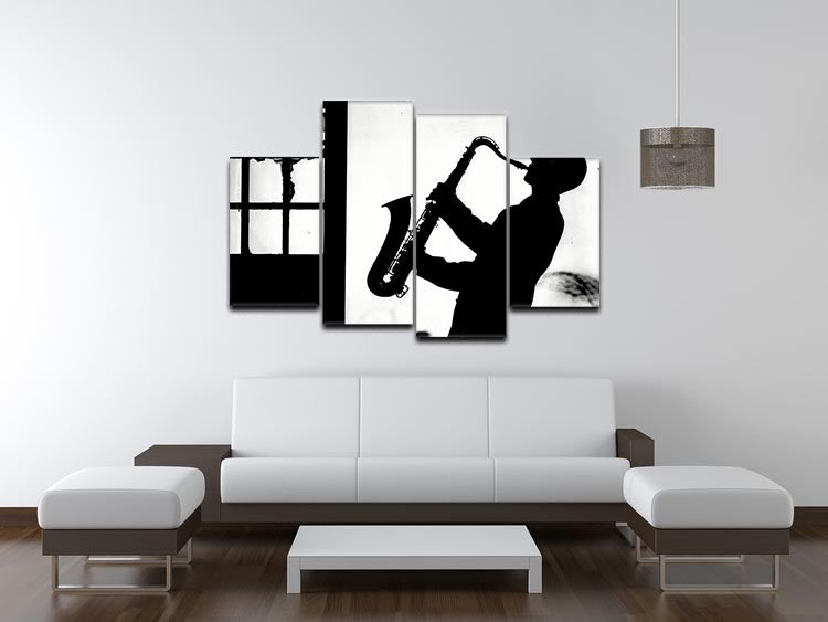 Saxophone player 4 Split Panel Canvas - Canvas Art Rocks - 3