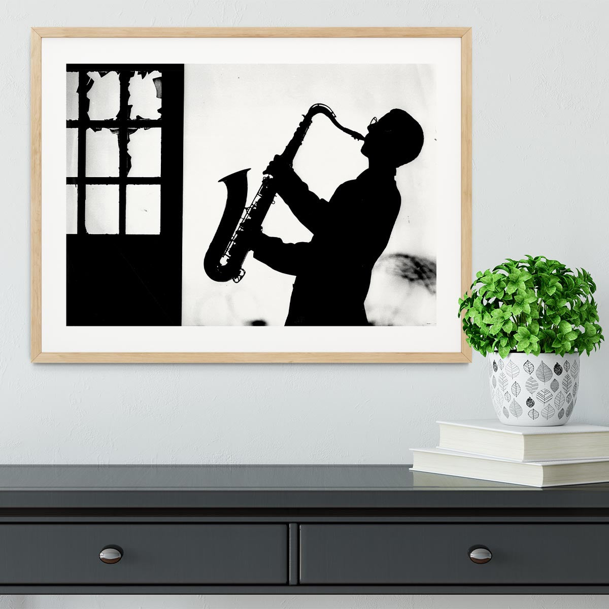Saxophone player Framed Print - Canvas Art Rocks - 3