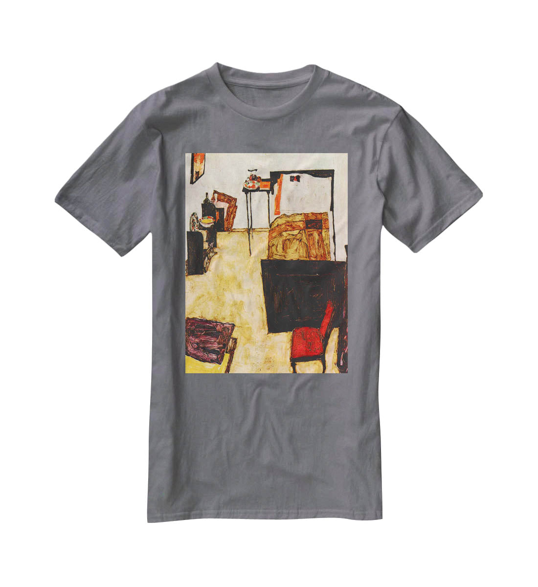 Schiele's living room in Neulengbach by Egon Schiele T-Shirt - Canvas Art Rocks - 3
