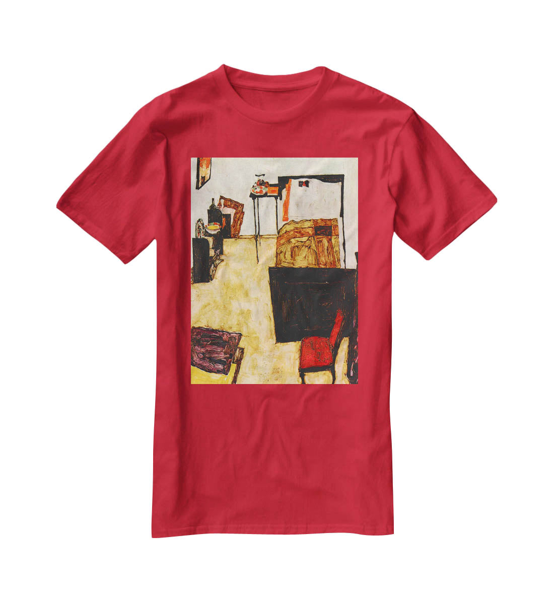 Schiele's living room in Neulengbach by Egon Schiele T-Shirt - Canvas Art Rocks - 4