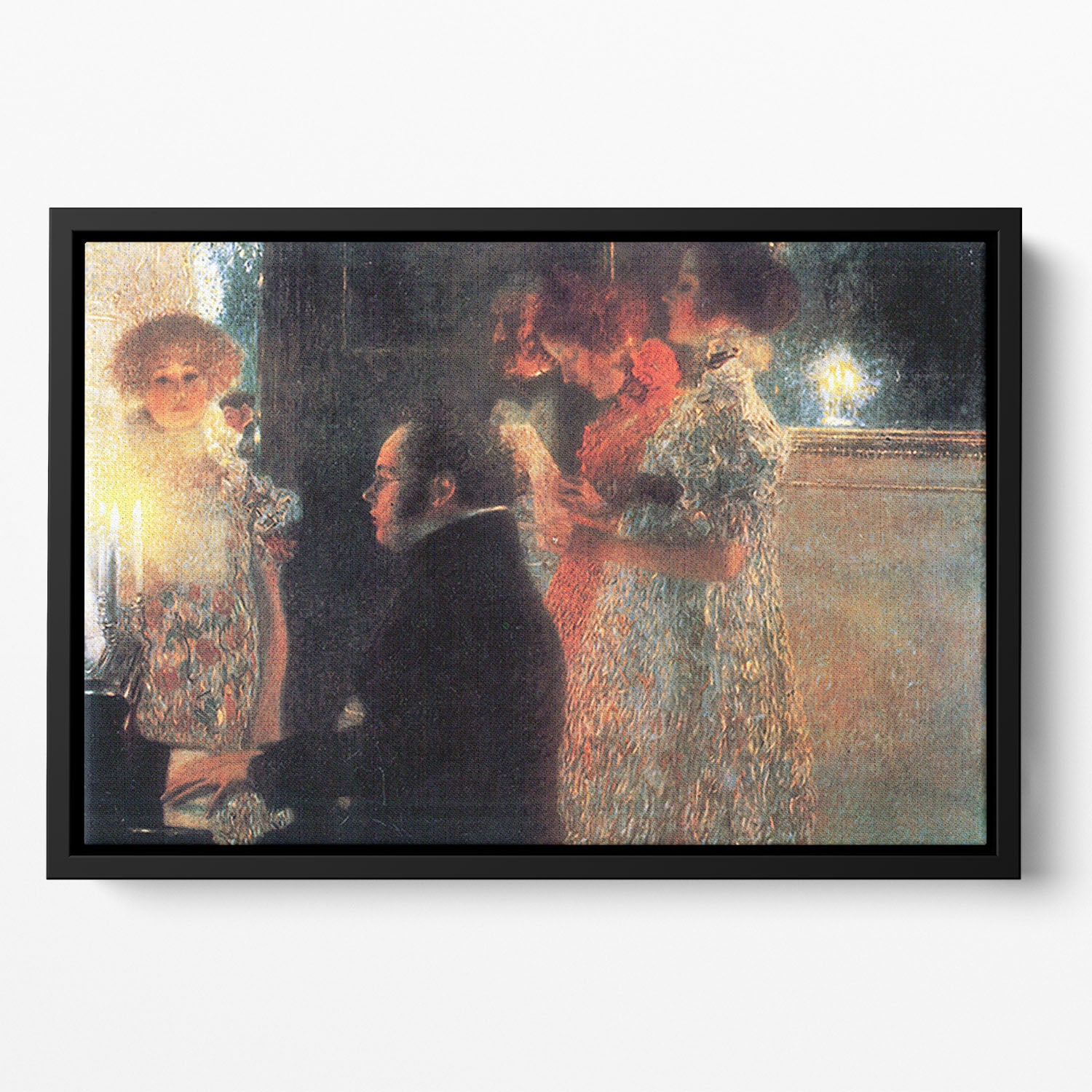 Schubert at the piano by Klimt Floating Framed Canvas
