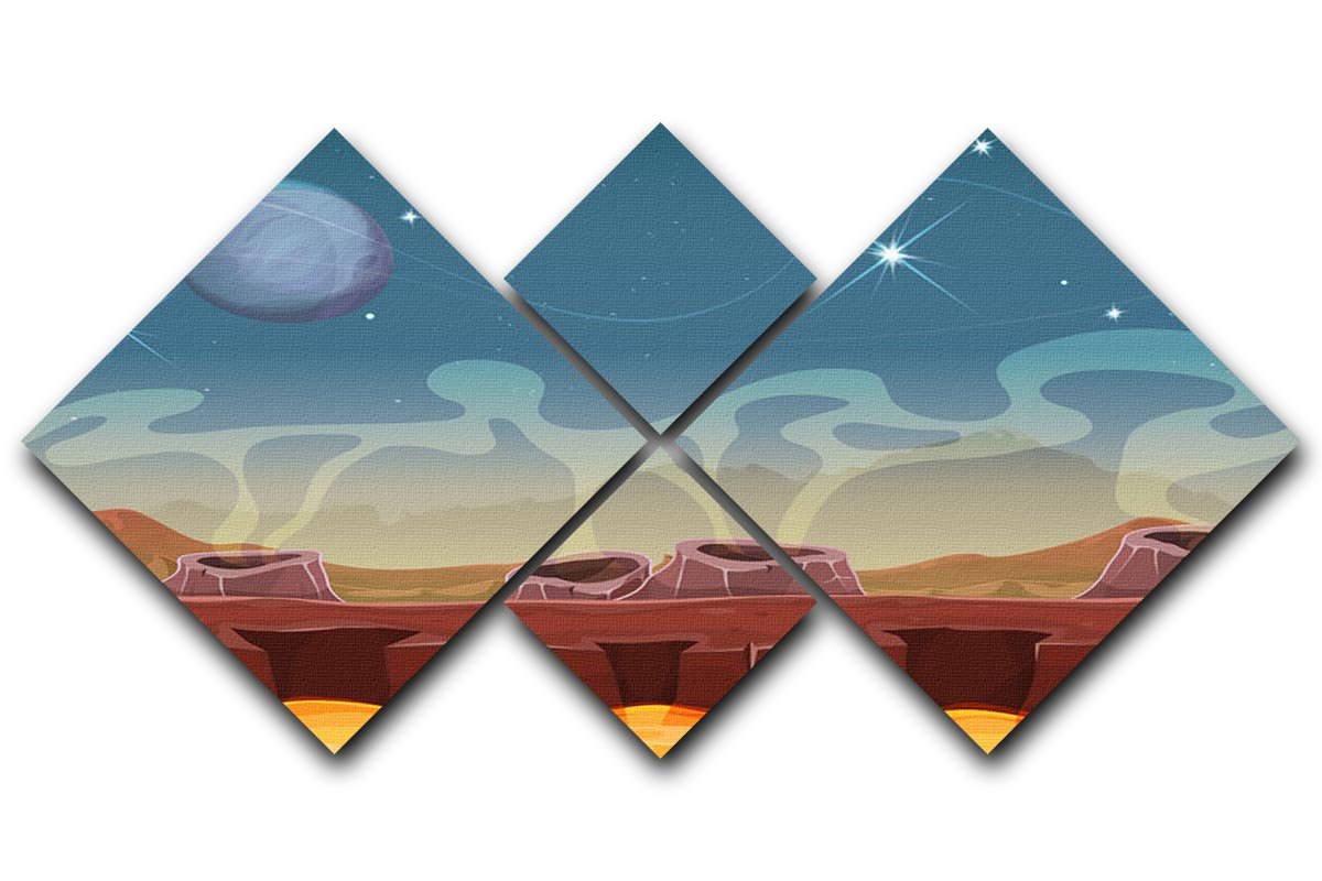 Sci-Fi Alien Planet 4 Square Multi Panel Canvas  - Canvas Art Rocks - 1