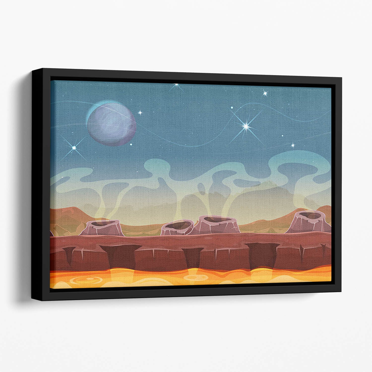 Sci-Fi Alien Planet Floating Framed Canvas