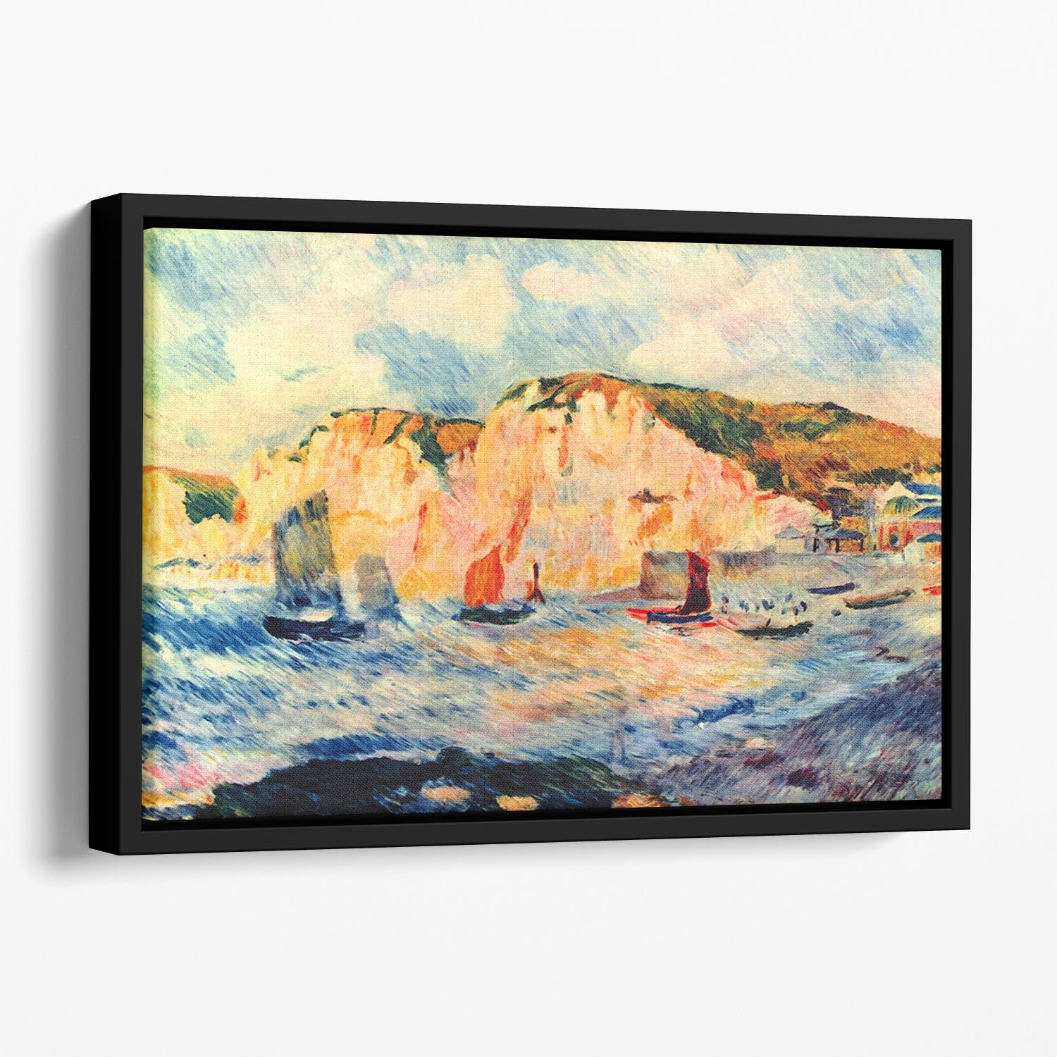 Sea and cliffs by Renoir Floating Framed Canvas
